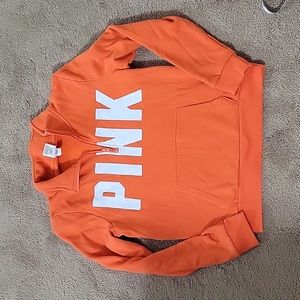 Womens Victoria's Secret PINK orange quarter zip pullover Medium